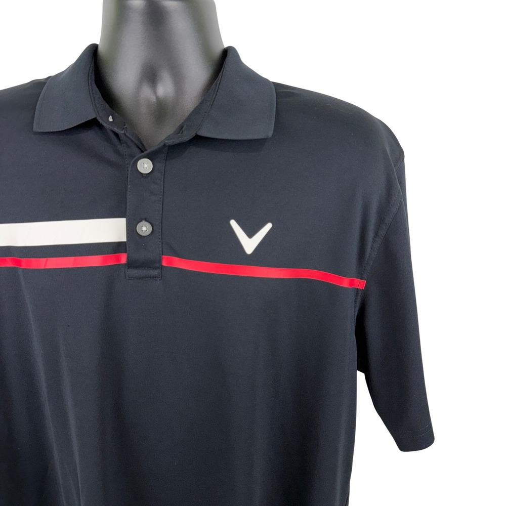 Callaway Mens XL Golf‎ Polo Shirt Black Red White Short Sleeve Performance - Picture 2 of 10